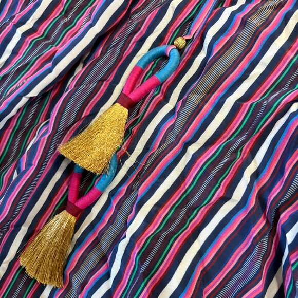 Figue Mirella Striped Midi Dress Love Stripe Maya M medium silk off shoulder - Picture 7 of 11